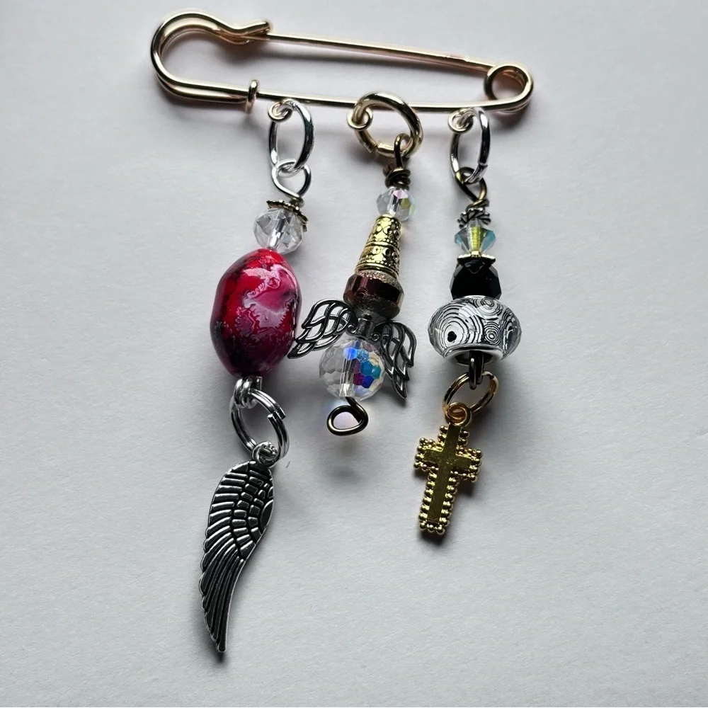 Brooch | Hand Crafted | Glass Beaded |  Pin Artisan Multicolor Wire-Wrapped OOAK
